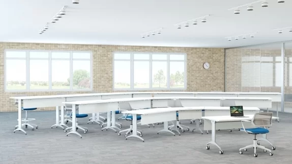 SpecialT LINK Table in auditorium enviroment in white laminate color